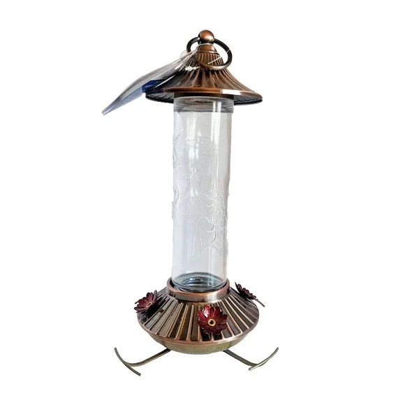 Audubon 24102 Bird Feeder, Hummingbird, Embossed Glass, 14-oz. - Picture 3 of 10